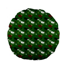 Snow Sleigh Deer Green Standard 15  Premium Round Cushions by snowwhitegirl