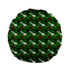 Snow Sleigh Deer Green Standard 15  Premium Flano Round Cushions by snowwhitegirl