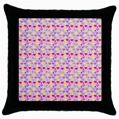 Hearts Butterflies Pink 1200 Throw Pillow Case (black) by snowwhitegirl