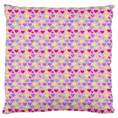 Hearts Butterflies Pink 1200 Large Cushion Case (one Side) by snowwhitegirl