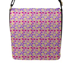 Hearts Butterflies Pink 1200 Flap Messenger Bag (l)  by snowwhitegirl