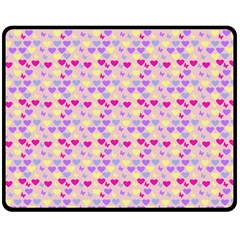 Hearts Butterflies Pink 1200 Double Sided Fleece Blanket (medium)  by snowwhitegirl