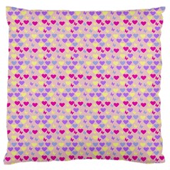 Hearts Butterflies Pink 1200 Large Flano Cushion Case (one Side) by snowwhitegirl