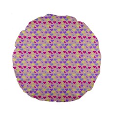 Hearts Butterflies Pink 1200 Standard 15  Premium Flano Round Cushions by snowwhitegirl