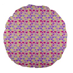 Hearts Butterflies Pink 1200 Large 18  Premium Flano Round Cushions by snowwhitegirl