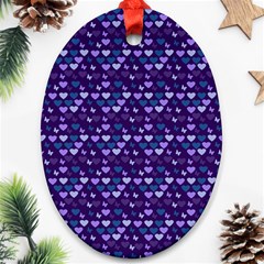 Hearts Butterflies Blue Ornament (oval) by snowwhitegirl