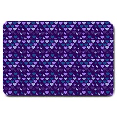 Hearts Butterflies Blue Large Doormat  by snowwhitegirl