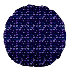 Hearts Butterflies Blue Large 18  Premium Round Cushions by snowwhitegirl