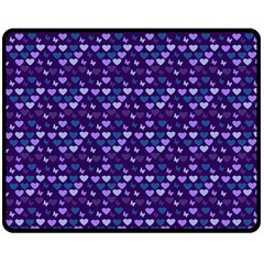 Hearts Butterflies Blue Double Sided Fleece Blanket (medium)  by snowwhitegirl