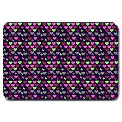 Hearts Butterflies Blue Pink Large Doormat  by snowwhitegirl