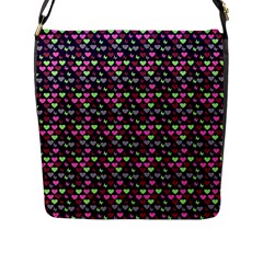 Hearts Butterflies Blue Pink Flap Messenger Bag (l)  by snowwhitegirl