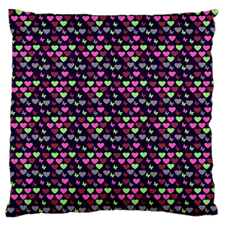 Hearts Butterflies Blue Pink Standard Flano Cushion Case (One Side)