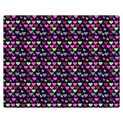 Hearts Butterflies Blue Pink Double Sided Flano Blanket (medium)  by snowwhitegirl