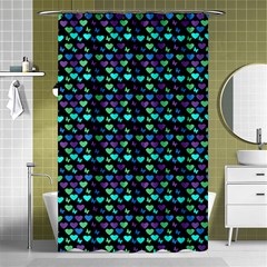 Hearts Butterflies Black Shower Curtain 48  X 72  (small)  by snowwhitegirl