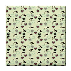 Heart Cherries Mint Tile Coasters by snowwhitegirl