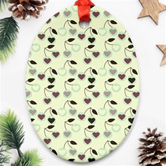 Heart Cherries Mint Ornament (oval)