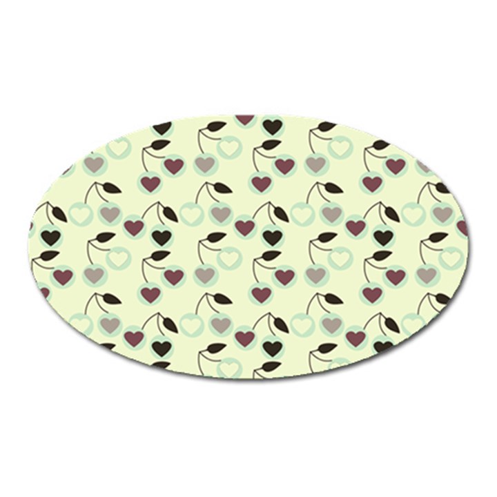 Heart Cherries Mint Oval Magnet