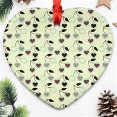 Heart Cherries Mint Heart Ornament (two Sides) by snowwhitegirl