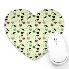 Heart Cherries Mint Heart Mousepads by snowwhitegirl