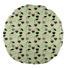 Heart Cherries Mint Large 18  Premium Round Cushions by snowwhitegirl