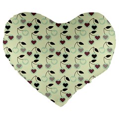 Heart Cherries Mint Large 19  Premium Heart Shape Cushions by snowwhitegirl