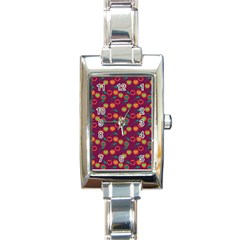 Heart Cherries Magenta Rectangle Italian Charm Watch