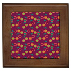 Heart Cherries Magenta Framed Tiles