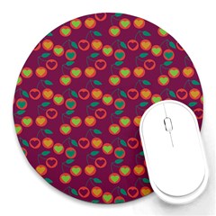 Heart Cherries Magenta Round Mousepads