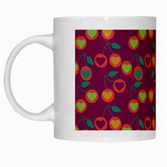 Heart Cherries Magenta White Mugs