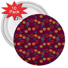 Heart Cherries Magenta 3  Buttons (10 pack) 