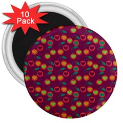 Heart Cherries Magenta 3  Magnets (10 pack) 