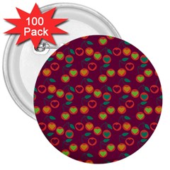 Heart Cherries Magenta 3  Buttons (100 pack) 