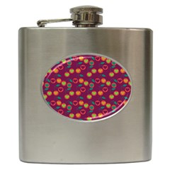 Heart Cherries Magenta Hip Flask (6 oz)