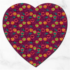 Heart Cherries Magenta Jigsaw Puzzle (Heart)