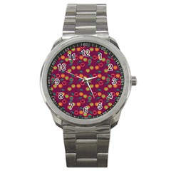 Heart Cherries Magenta Sport Metal Watch