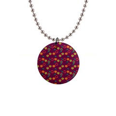 Heart Cherries Magenta Button Necklaces