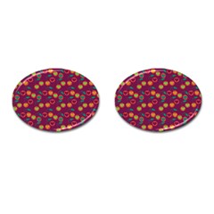 Heart Cherries Magenta Cufflinks (Oval)