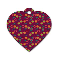 Heart Cherries Magenta Dog Tag Heart (one Side) by snowwhitegirl