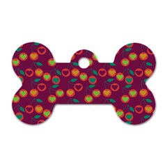 Heart Cherries Magenta Dog Tag Bone (Two Sides)