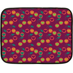 Heart Cherries Magenta Fleece Blanket (mini) by snowwhitegirl