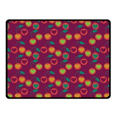 Heart Cherries Magenta Fleece Blanket (Small)