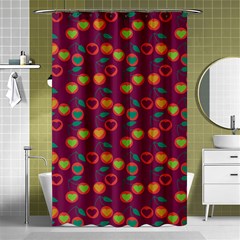 Heart Cherries Magenta Shower Curtain 48  x 72  (Small) 