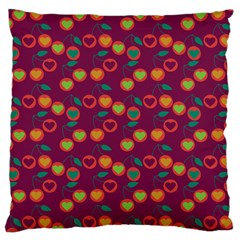 Heart Cherries Magenta Large Cushion Case (Two Sides)