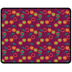 Heart Cherries Magenta Double Sided Fleece Blanket (Medium) 