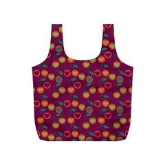 Heart Cherries Magenta Full Print Recycle Bags (S) 