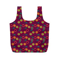 Heart Cherries Magenta Full Print Recycle Bags (M) 