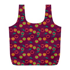 Heart Cherries Magenta Full Print Recycle Bags (L) 