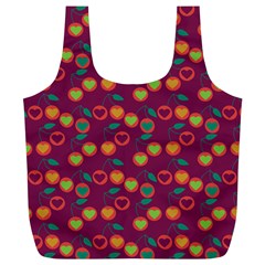 Heart Cherries Magenta Full Print Recycle Bags (L) 