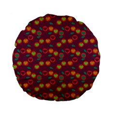 Heart Cherries Magenta Standard 15  Premium Flano Round Cushions