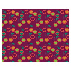 Heart Cherries Magenta Double Sided Flano Blanket (Medium) 